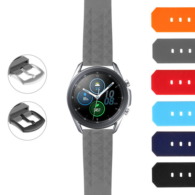 S.gx3.pu16 StrapsCo Super Waffle Rubber Strap For Samsung Galaxy Watch 3 45mm 41mm 22mm 20mm