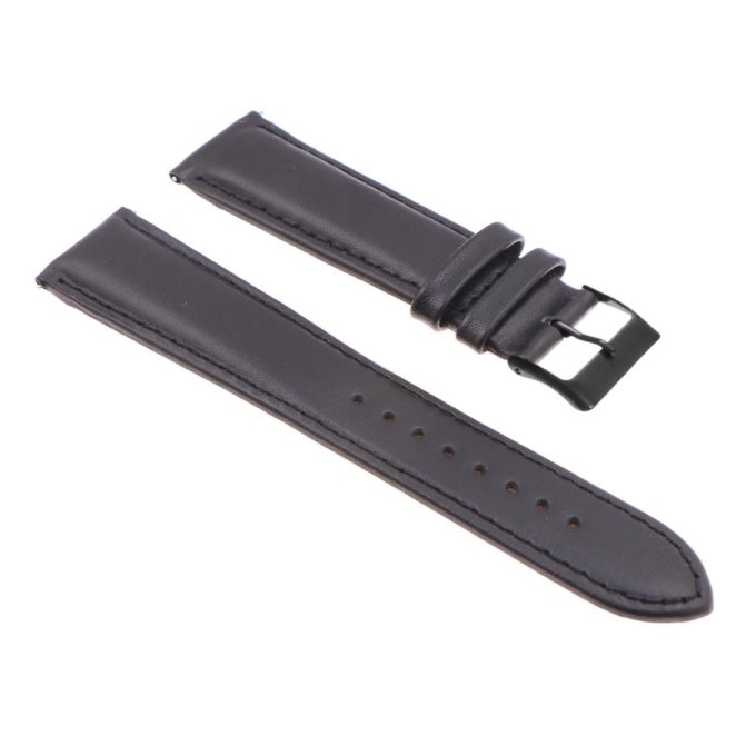 st18.1.1.mb Angle Black Matte Black Buckle Padded Smooth Leather Watch Band Strap