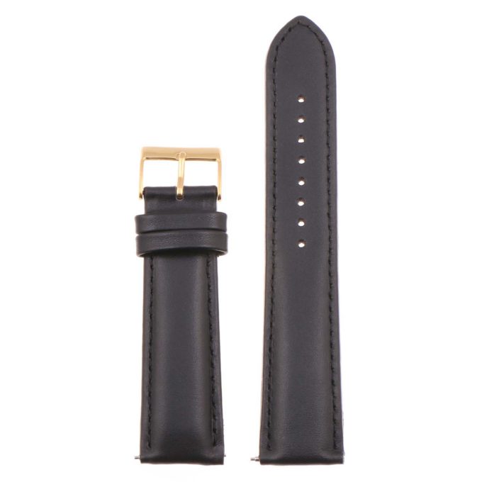 st18.1.1.yg Up Black Yellow Gold Buckle Padded Smooth Leather Watch Band Strap
