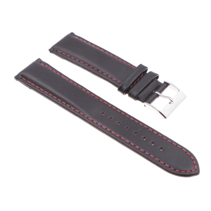 st18.1.6 Angle Black Red Padded Smooth Leather Watch Band Strap