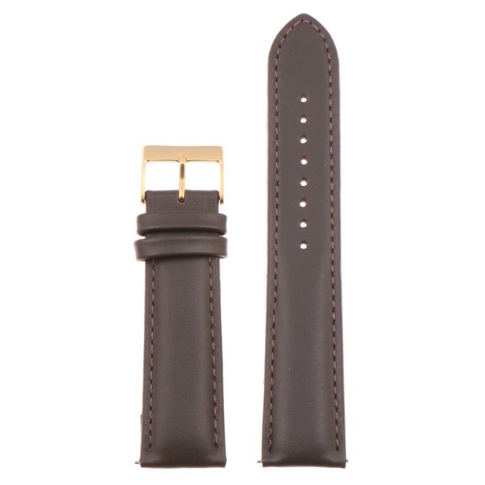 st18.2.2.yg Up Brown Yellow Gold Buckle Padded Smooth Leather Watch Band Strap