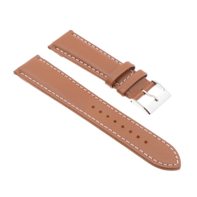 st18.3.22 Angle Tan White Padded Smooth Leather Watch Band Strap