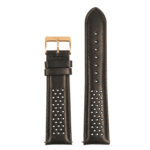 st22.1.1.rg up Black Perforated Rally Strap with Rose Gold Buckle