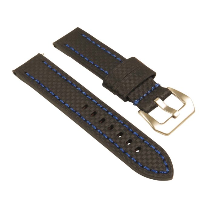 st25.1.5 Angle Black Blue Heavy Duty Carbon Fiber Watch Strap