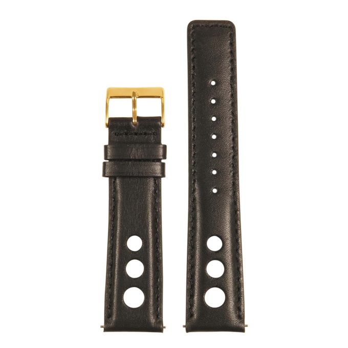 st26.1.1.yg up Black Rally Strap with Yellow Gold Buckle