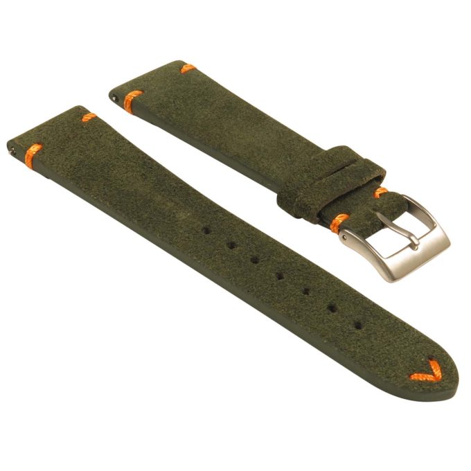 st28.11 Angled Suede Watch Strap in Green Orange