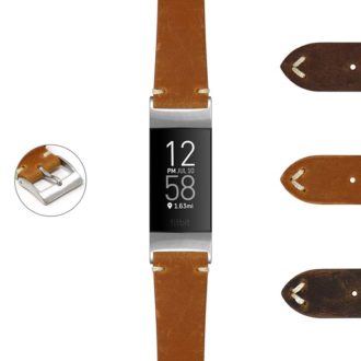 fbx.ds17 DASSARI Distressed Leather Strap for Fitbit Charge 4 Charge 3