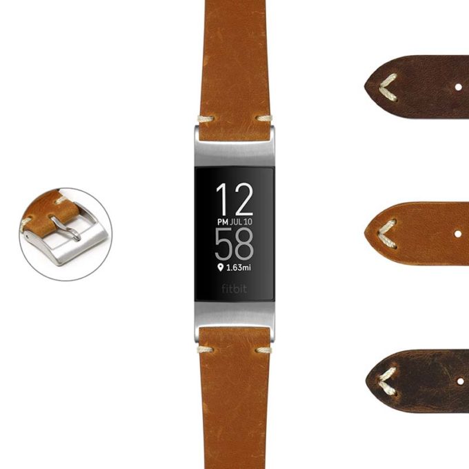 fbx.ds17 DASSARI Distressed Leather Strap for Fitbit Charge 4 Charge 3