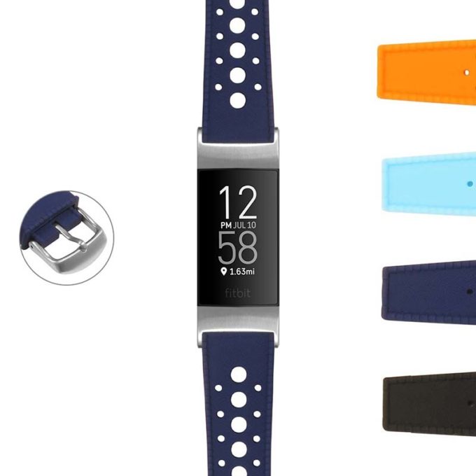 fbx.pu14 StrapsCo Retro Rubber Rally Strap for Fitbit Charge 3 Charge 4