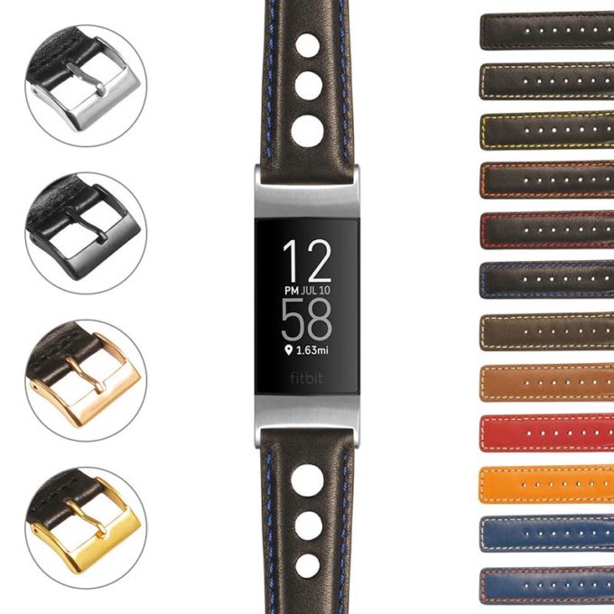 fbx.st26 StrapsCo Leather Rally Strap for Fitbit Charge 3 Charge 4