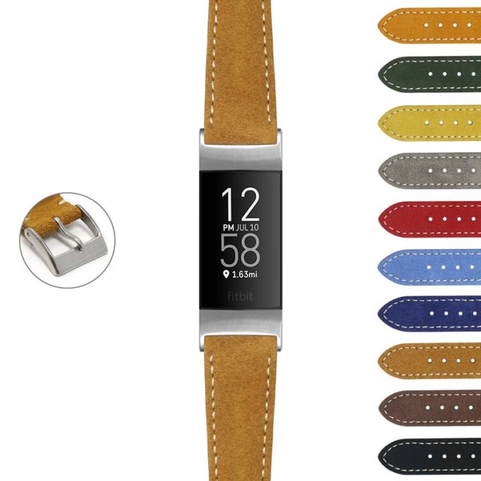 fbx.st34 StrapsCo Classic Suede Strap Short Standard Long for Fitbit Charge 3 Charge 4