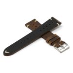 ra10.2 Cross Dark Brown DASSARI Distressed Perforated Leather Watch Band Strap 18mm 19mm 20mm 21mm 22mm