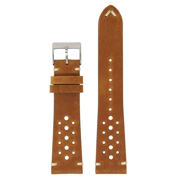 ra10.3 Main Peanut Butter DASSARI Distressed Perforated Leather Watch Band Strap 18mm 19mm 20mm 21mm 22mm