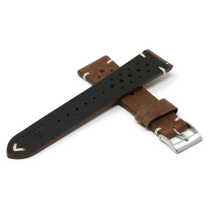 ra10.9 Cross Brown DASSARI Distressed Perforated Leather Watch Band Strap 18mm 19mm 20mm 21mm 22mm