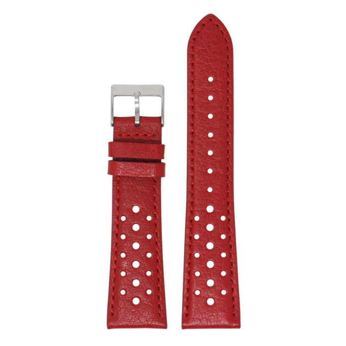 Ra6.6 Main Red DASSARI Perforated Leather Rally Watch Band Strap 18mm 19mm 20mm 21mm 22mm