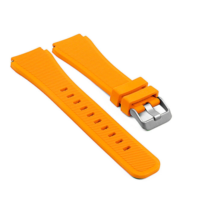 S.r4.12a.ms Main Tangerine Orange (Matte Silver Buckle) StrapsCo Silicone Rubber Watch Band Strap For Samsung Gear S3