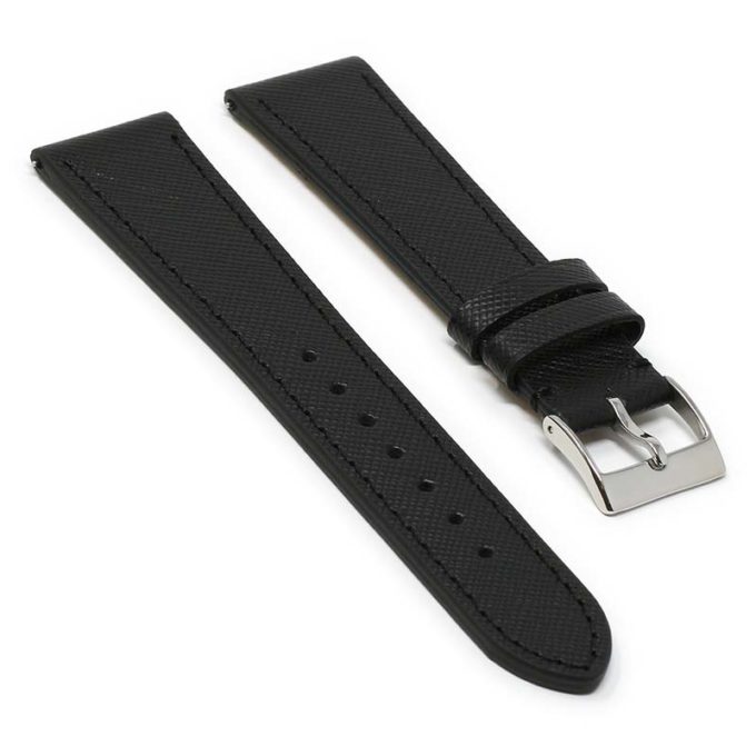 st31.1 Angle Black DASSARI Saffiano Leather Watch Band Strap 8mm 10mm 12mm 14mm 16mm 18mm 19mm 20mm 21mm 22mm 23mm 24mm