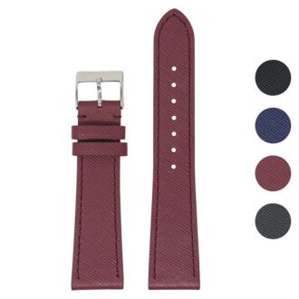 st31.4 Gallery Bordeaux DASSARI Saffiano Leather Watch Band Strap 8mm 10mm 12mm 14mm 16mm 18mm 19mm 20mm 21mm 22mm 23mm 24mm