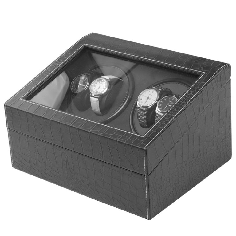 Alligator Leatherette Watch Winder for 4 Watches StrapsCo