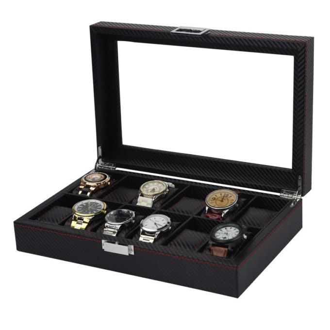 Carbon fiber watch box for 12 watches 2