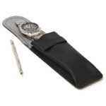 DASSARI Saffiano Leather Watch Pouch Open With Watch