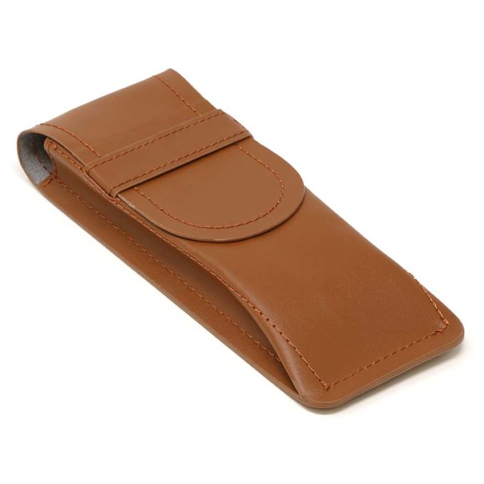 DASSARI Smooth Leather Watch Pouch In Tan