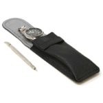 DASSARI Textured Leather Watch Pouch Open