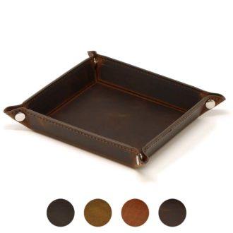 DASSARI Vintage Leather Valet Tray