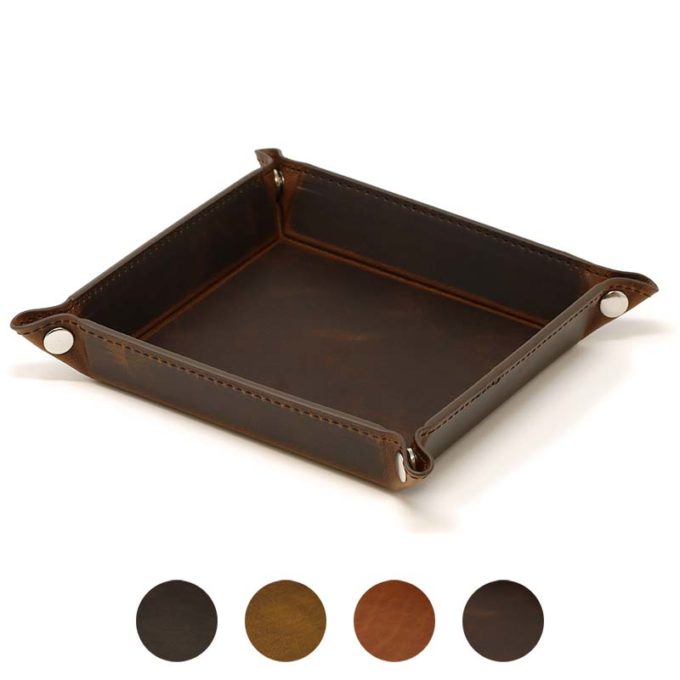 DASSARI Vintage Leather Valet Tray