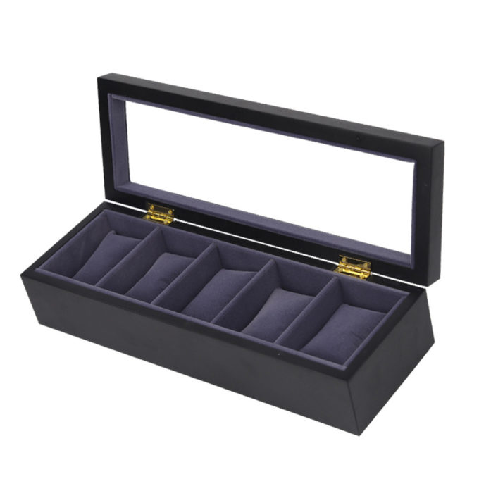 Matte Black Watch Box For 5 Watches