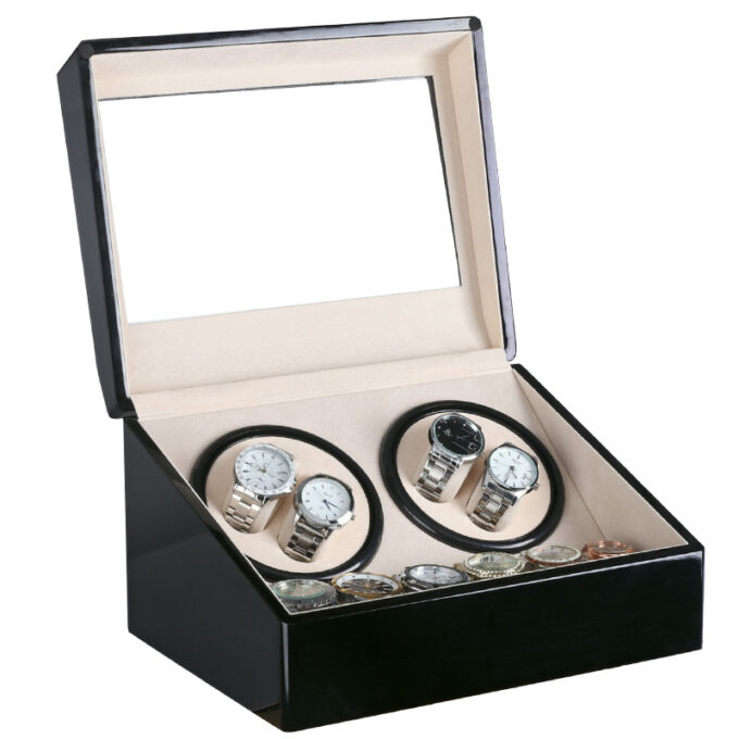 Piano Black Watch Winder For 4 Watches 3
