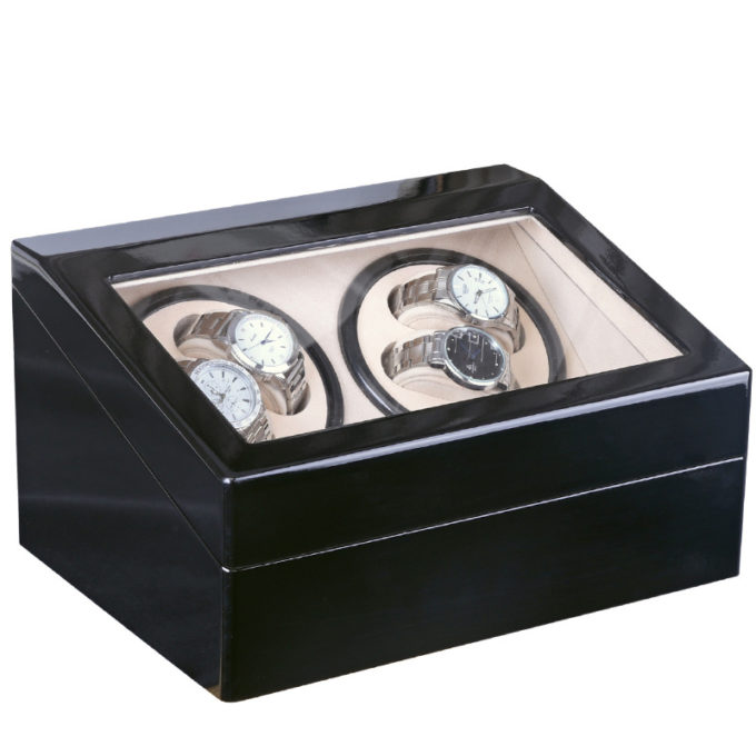 Piano Black Watch Winder For 4 Watches 4