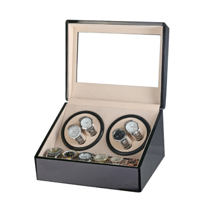 Piano Black Watch Winder For 4 Watches