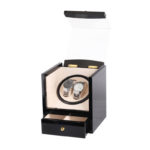 Piano Black Watch Winder with Drawer for 2 Watches 4