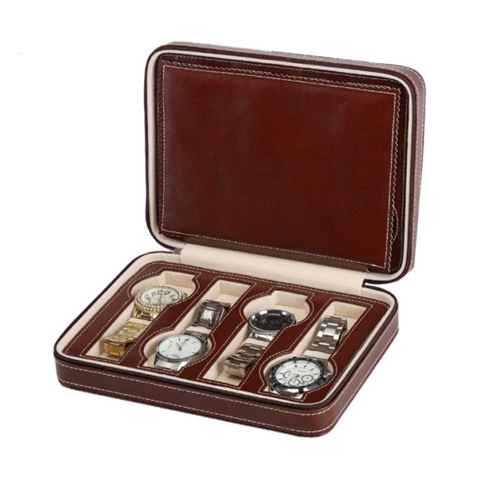 Watch Travel Case In Brown For 8 Watches