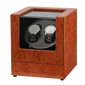 Wood & Carbon Fiber Watch Winder For 2 Watches 1
