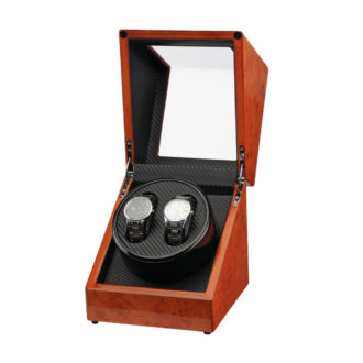 Wood & Carbon Fiber Watch Winder For 2 Watches 2