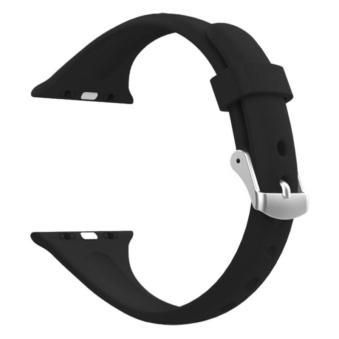 a.r18.1 Back Black StrapsCo Smooth Slim Thin Silicone Rubber Watch Band Strap for Apple Watch 38mm 40mm 42mm 44mm 15