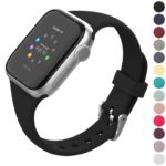 a.r18.1 Gallery Black StrapsCo Smooth Slim Thin Silicone Rubber Watch Band Strap for Apple Watch 38mm 40mm 42mm 44mm 41