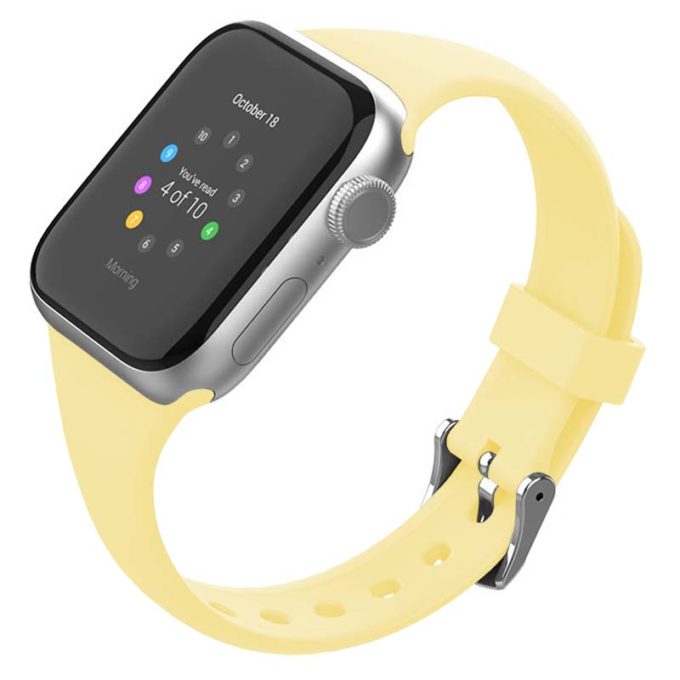 a.r18.10 Main Light Yellow StrapsCo Smooth Slim Thin Silicone Rubber Watch Band Strap for Apple Watch 38mm Copy