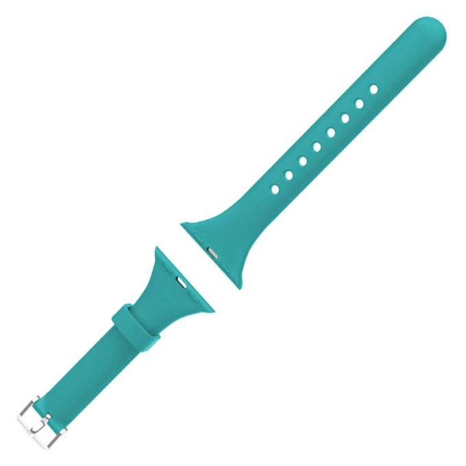 a.r18.11 Angle Teal StrapsCo Smooth Slim Thin Silicone Rubber Watch Band Strap for Apple Watch 38mm 40mm 42mm 44mm 34