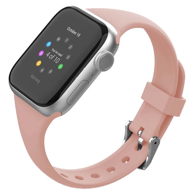 a.r18.13 Main Pink StrapsCo Smooth Slim Thin Silicone Rubber Watch Band Strap for Apple Watch 38mm 40mm 42mm 44mm 10