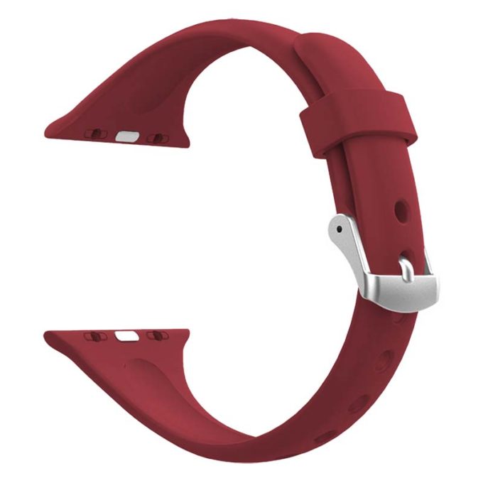 a.r18.6 Back Red StrapsCo Smooth Slim Thin Silicone Rubber Watch Band Strap for Apple Watch 38mm 40mm 42mm 44mm 17