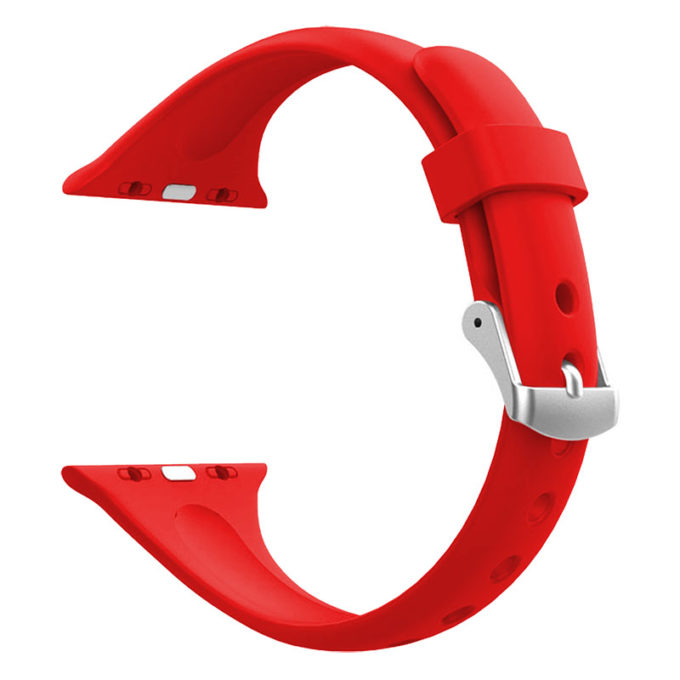 A.r18.6a Back Bright Red StrapsCo Smooth Slim Thin Silicone Rubber Watch Band Strap For Apple Watch