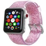 A.r19.13 Main Pink StrapsCo Silicone Rubber Clear Glitter Watch Band Strap For Apple Watch 38mm 40mm 42mm 44mm