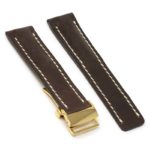 brc1.2.yg Main Brown Yellow Gold Clasp DASSARI Venture Distressed Italian Leather Watch Band Strap With Clasp For Breitling