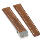 brc1.3.ps Main Tan Polished Silver Clasp DASSARI Venture Distressed Italian Leather Watch Band Strap With Clasp For Breitling