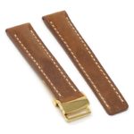 brc1.3.yg Main Tan Yellow Gold Clasp DASSARI Venture Distressed Italian Leather Watch Band Strap With Clasp For Breitling