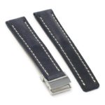 brc1.5.ps Main Blue Polished Silver Clasp DASSARI Venture Distressed Italian Leather Watch Band Strap With Clasp For Breitling