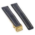brc1.5.yg Main Blue Yellow Gold Clasp DASSARI Venture Distressed Italian Leather Watch Band Strap With Clasp For Breitling